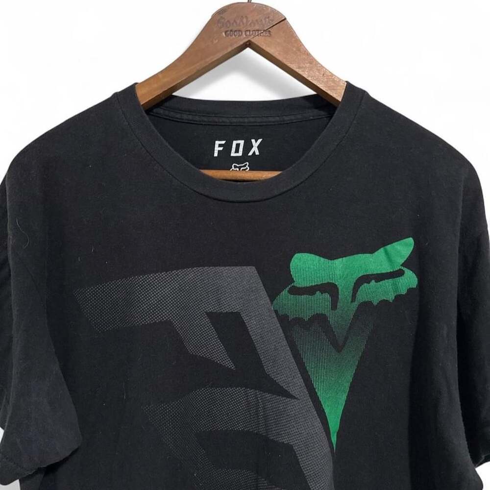 Fox Racing Black Green Big Logo Graphic T-Shirt